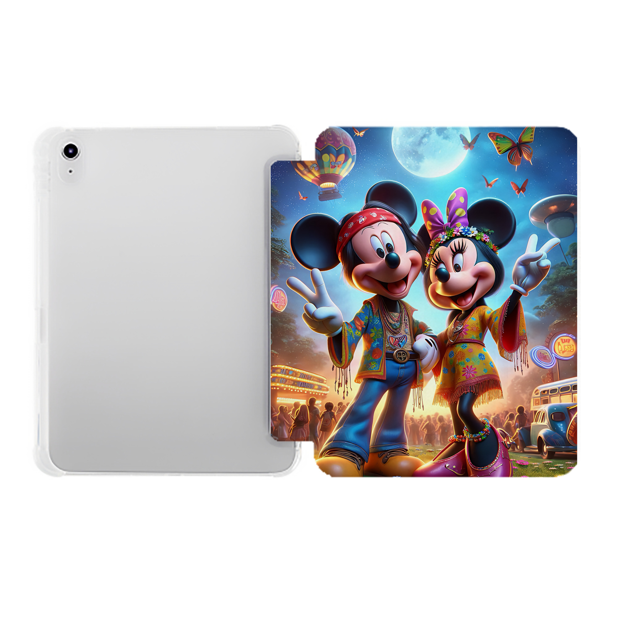 （画像用） ミッキーマウス Mickey Mouse IPad ケース ペン収納付き 三つ折りスタンド PUレザー×シリコン 対応機種9.5/10.5/10.9インチ